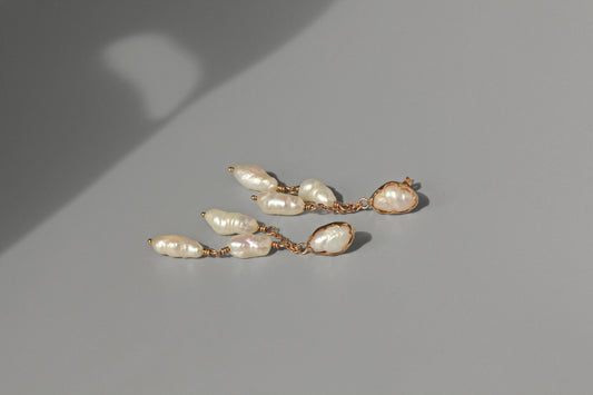 Antique baroque pearl drop earrings, in 9 carat gold