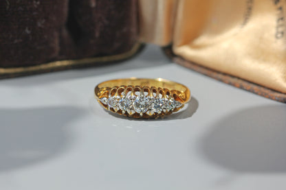 Edwardian diamond boat ring crafted in 18ct gold