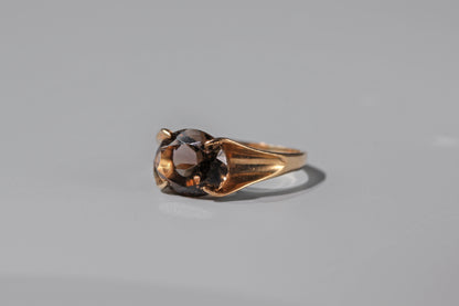 Open gallery setting on vintage smoky quartz ring
