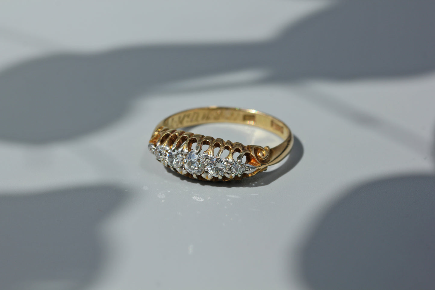Gallery detail of antique 18ct gold diamond ring