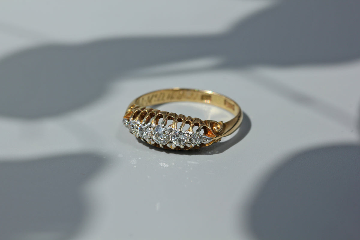 Gallery detail of antique 18ct gold diamond ring