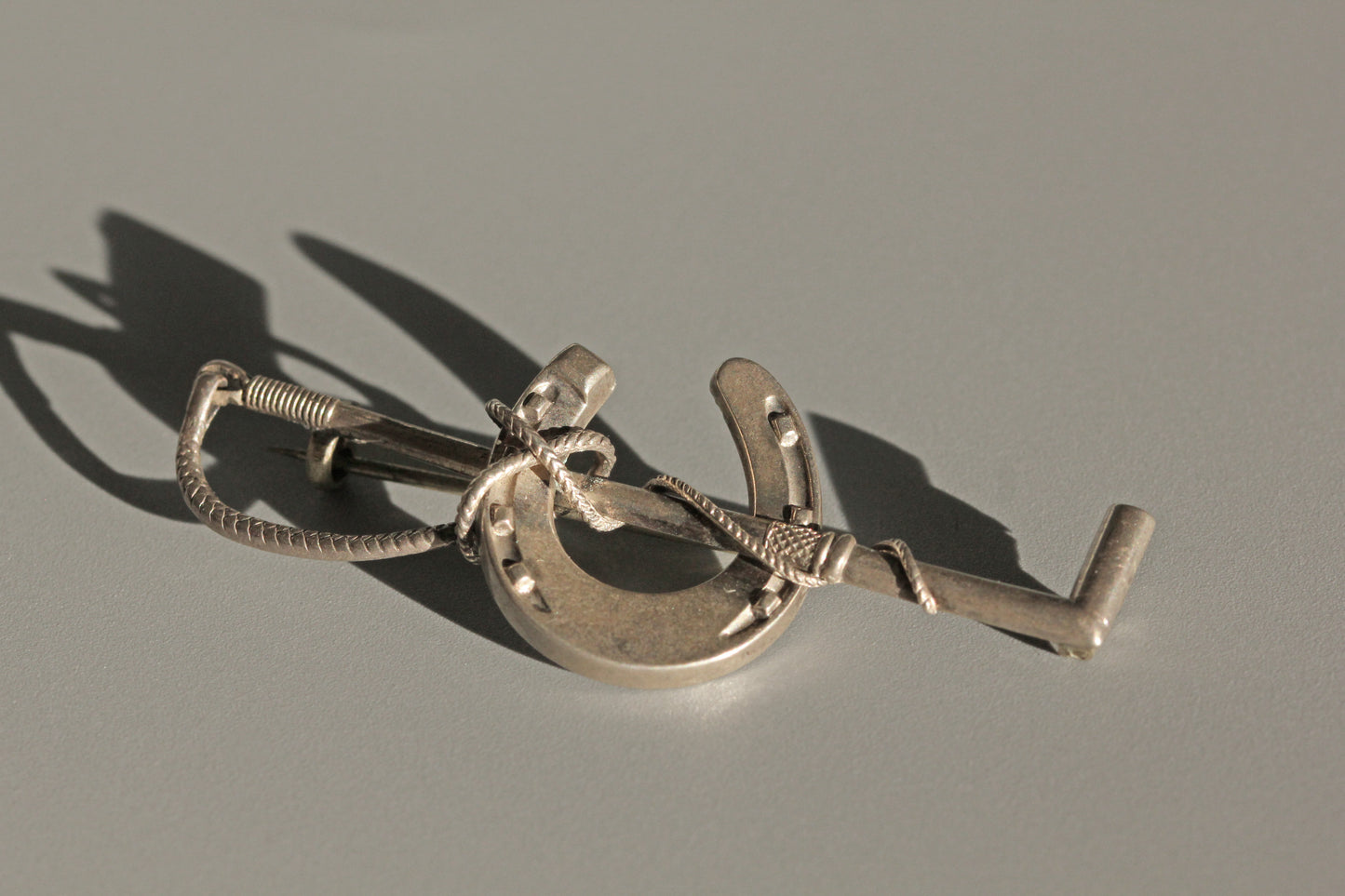 victorian horse riding brooch in sterling silver