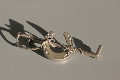 victorian horse riding brooch in sterling silver
