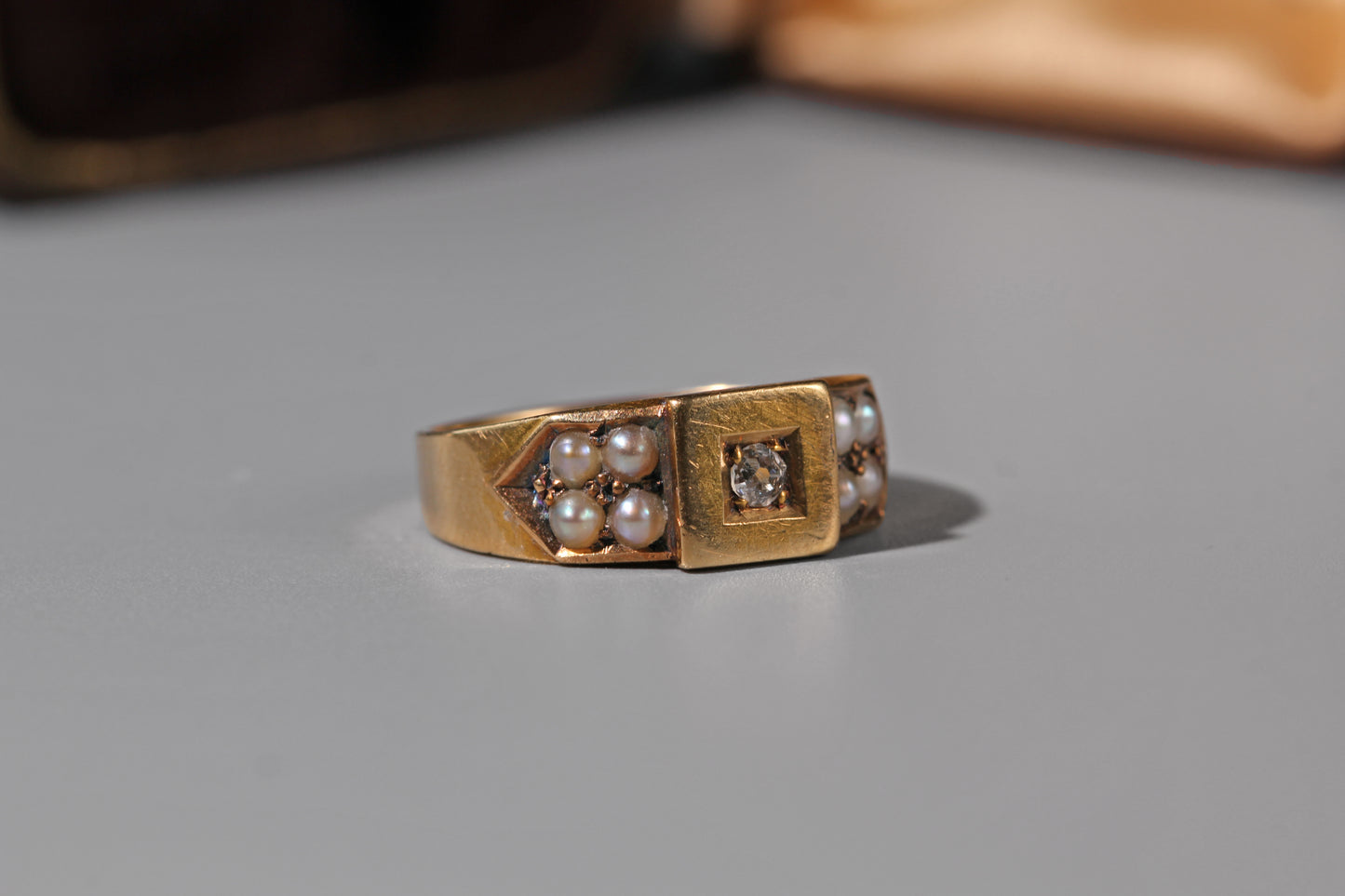 pearl shoulder detail on antique victorian ring