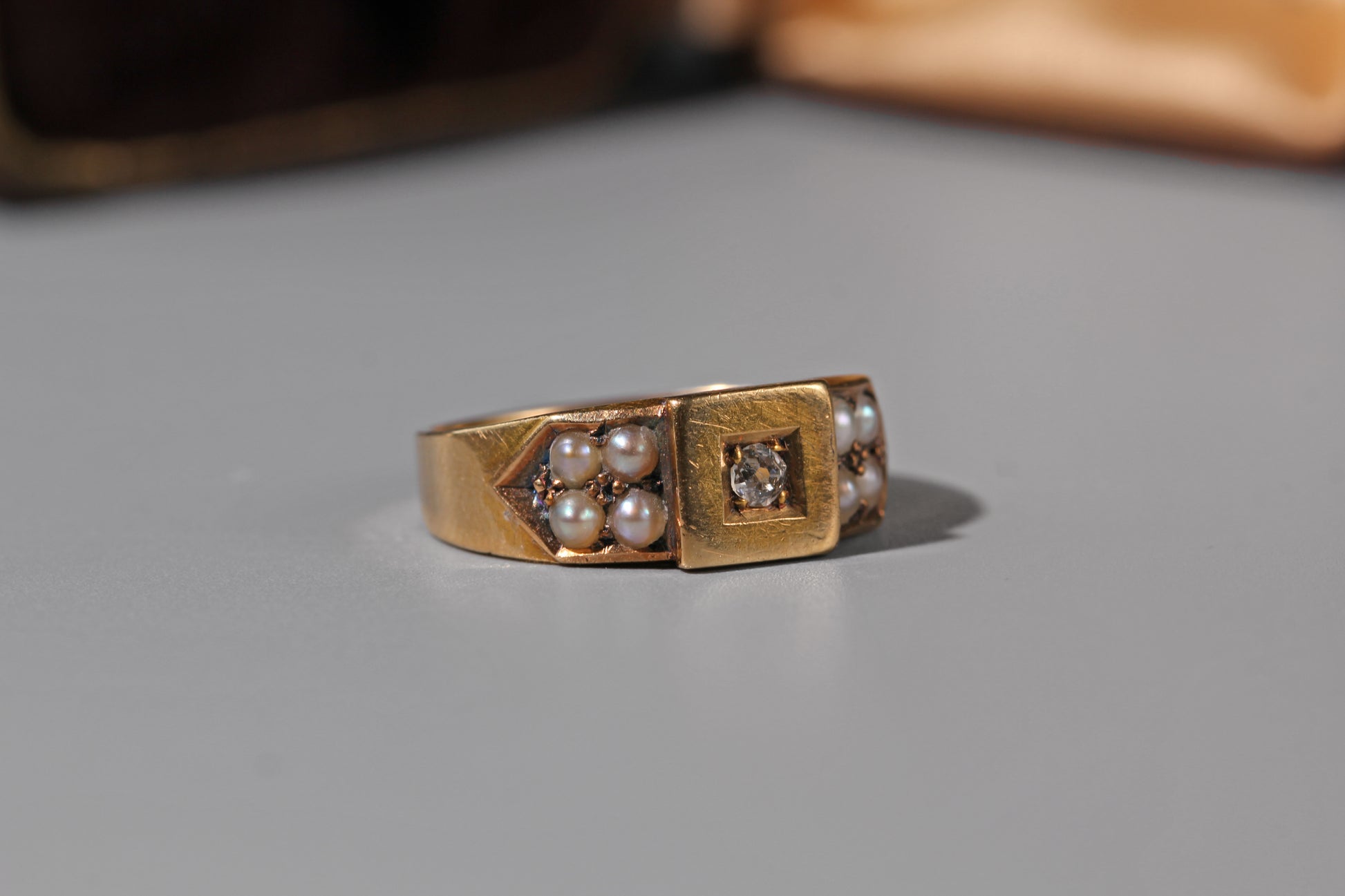 pearl shoulder detail on antique victorian ring