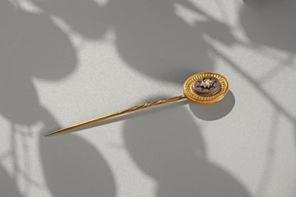 Victorian celestial star set pearl mourning pin in 9ct gold
