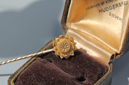 Antique Victorian 15ct gold celestial star diamond stick pin
