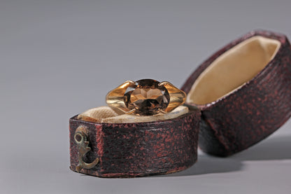Vintage smoky quartz ring with sculptural claw setting
