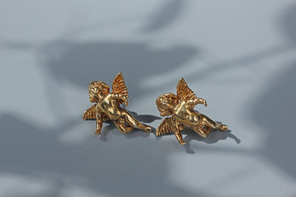 romantic vintage cherub earrings in renaissance style